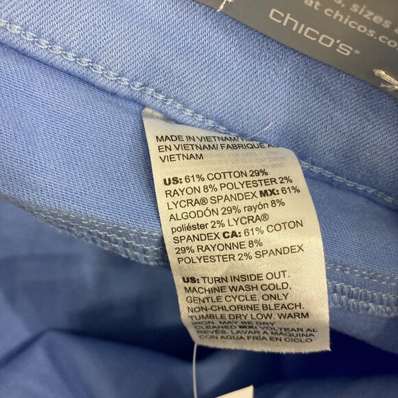 NWT Chico’s Pull-On Capri Pants Blue Size 14 Stretch Cotton Blend Casual - Picture 3 of 9